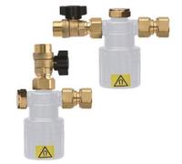 Defangatore magnetico per caldaie a condensazione, attacchi filettati ISO 228-G 3/4” con valvola e raccordo. Bianco