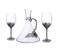 DEFBOW Set di Decanter per Whisky da Uomo, Set di 3 Pezzi di Decanter e Bicchieri per Whisky, Decanter per Whisky in Cristallo Senza Piombo da 1500 ml con 4 Bicchieri da Whisky da 350 ml, confezion