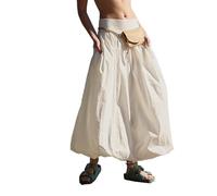 DeFeLa Gonna Lunga Lunga a Palloncino Y2k Estiva da Donna con Volant gonfio e Vita Alta, Gonna a Trapezio(Beige A,Medium)