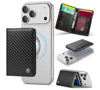 Defencase Magsafe - Portafoglio magnetico con blocco RFID, portafoglio minimalista per telefoni MagSafe e custodie per iPhone 17/16/15/14/13/12/ Pro/Max/Plus/Air, in fibra di carbonio, nero