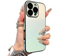 Defencdase Gradient Color Lens-Film All-Inclusive for iPhone 16/15/14/13/12 Pro Max, Fully Covered Edge Anti-Fall Gradient Color Mobile Case (Green,16Plus)