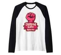 Defend Life PRO-Life - Pugno sollevato da Donna Maglia con Maniche Raglan