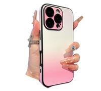 Defendcase Gradient Color Lens-Film All-Inclusive for iPhone Case, Full Coverage Protective Case, Anti-Slip Shockproof Design for iPhone 16/15/14/13/12 Pro Max(16 pro max,Pink)