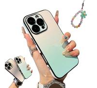 Defendcase Gradient Color Lens Film All Inclusive for iPhone Case, Fully Covered Edge Anti-Fall Gradient Color Mobile Case, for iPhone 16/15/14/13/12Pro Max (Green+Logo,14 Plus)