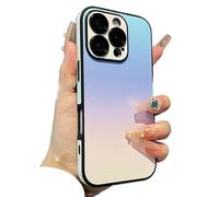 Defendcase Gradient Color Lens-Film All-Inclusive for iPhone Case, Fully Covered Edge Anti-Slip Sides Gradient Color for iPhone 16/15/14/13/12 Pro Max (Blue,16 promax)