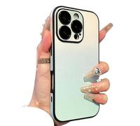 Defendcase Gradient Color Lens-Film All-Inclusive for iPhone Case, Fully Covered Edge Anti-Slip Sides Gradient Color for iPhone 16/15/14/13/12 Pro Max (Green,14)
