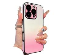 Defendcase Gradient Color Lens-Film All-Inclusive for iPhone Case, Fully Covered Edge Anti-Slip Sides Gradient Color for iPhone 16/15/14/13/12 Pro Max (Pink,14 promax)
