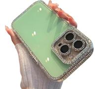 Defendcase New Double-Sided Diamond-Embedded Case for iPhone, Solid Color Anti-Drop All-Inclusive Phone Case, for iPhone 13/14/15/16 Pro Max (Green,For iPhone14plus)