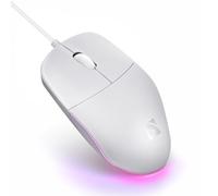 Defender Azora MB-241 - Mouse ottico USB da 1200 DPI con illuminazione a LED arcobaleno, simmetrico, per PC laptop, Plug & Play (bianco)