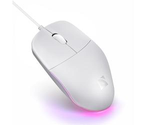 Defender Azora MB-241 - Mouse ottico USB da 1200 DPI con illuminazione a LED arcobaleno, simmetrico, per PC laptop, Plug & Play (bianco)