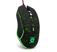 Defender Draglen GM-907 - Mouse da gioco ergonomico con cavo per PC con tasti laterali, sensore 7200 DPI, 6 impostazioni DPI, illuminazione RGB, 5 pulsanti programmabili, USB, PC/Mac, nero
