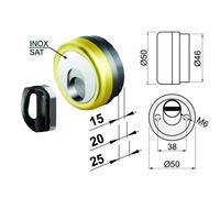 Defender Magnetico MAG Monolito Antiacido MR500 Ottonato Lucido - Disec - Specifiche Serrature: - ø mm.50x15h. 3 chiavi compatibile serr. Cipierre