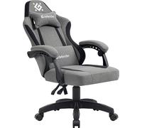 Defender - Sedia da gaming da ufficio, ergonomica, con poggiatesta, cuscino lombare regolabile, regolabile in altezza, schiuma ad alta densità, tessuto, grigio/nero