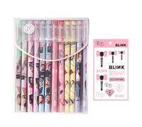 DEFGNOP 12 BLACKPINK Penne Cancellabili Penna Kpop Regali per BP Penne Kawaii Include 1 Adesivi Regalo Festa Bambini per Scuola Elementare Adulti Studenti Scuola Ufficio