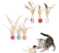 DEFGNOP Giochi Per Gatti, Pallina Interattiva Per Gatti, Set Di 6 Pezzi Di Palline Rimbalzanti In Gomma Con Piume Di Pollo, Giochi Interattivi Per Gatti, Sicuri E Non Elettrici
