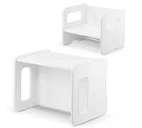 defiPad Panca per bambini | Panca per bambini può essere utilizzata come tavolo per bambini ruotando | Panchina in legno con 2 altezze | Funzione tavolo per bambini (Bianco)