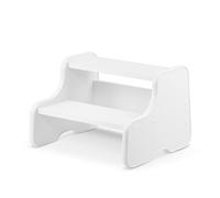 defiPad Sgabello con 2 gradini | Sgabello in legno per bambini | Scala per bambini | Mobile per bagno, cucina, cameretta dei bambini dai 2 anni (Bianco)