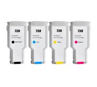 DEFIYAN Cartuccia d'inchiostro compatibile per stampante HP738 DesignJet T950 T850 Pigmento 676M6A 676M7A 676M8A 498N8A Colore(300ML - 738MBK C M Y)
