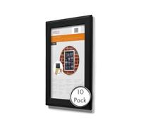 Deflecto Confezione da 10 cornici a scatto formato A4, eleganti cornici in alluminio nero per esposizione a parete, porta certificato e poster con comode clip di apertura frontale