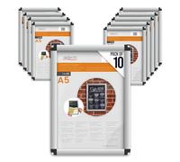 Deflecto® Cornice a scatto A5 con bordo arrotondato e profilo da 25 mm, colore argento