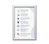 Deflecto Cornice a scatto in formato A3, con clip in alluminio, per certificati, espositori da parete e foto, supporto per poster con comode clip di apertura frontale, colore: argento