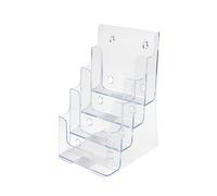 Deflecto porta-depliant a più scomparti, da parete per display o scrivania espositore porta-riviste a 4 livelli, A5 verticale 1 Clear