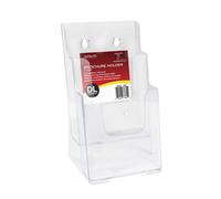 Deflecto Portadepliant a 2 scomparti curvo in plastica trasparente resistente in