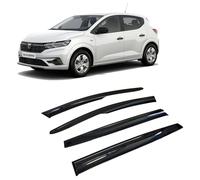 Deflettore per finestrini auto, deflettori per auto, deflettori di vento, deflettore antipioggia, compatibile con Dacia Sandero 2021-2024 Laterale Collabili Aerodinamica 4 pezzi montaggio esterno