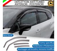 DEFLETTORI ARIA ANTI TURBO ANTI VENTO ANT + POST NERO FUME' FIAT PANDA MK3