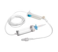 Deflussore a Y Senza Ago con Raccordo Terminale Luer Lock - Camera di Gocciolamento con Filtro e Regolatore di Flusso Roller, Latex Free (500)