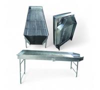 Defogliatore manuale chiudibile salvaspazio per olive in acciaio zincato con scivolo e gambe 191x60xH97 cm