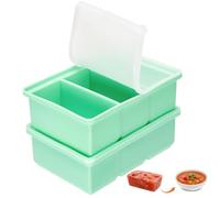 Defresit Confezione da 2 vassoi per congelatore per cottura in lotti, contenitori per congelatore da 660 ml con coperchio, 3 scomparti, cubetti da 1 tazza/220 ml, vassoio congelatore per preparazione