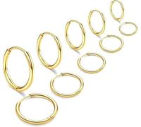 Defrsk 5 paia di piccoli orecchini a cerchio da donna in acciaio inox incernierati Huggie orecchini a cerchio alla moda ipoallergenici orecchini impilabili per piercing multipli 8-16 mm