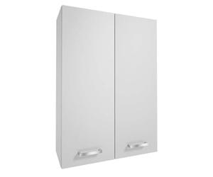Deftrans Armadietto da bagno sospeso bianco lucido 71 x 50 cm - Armadio da bagno con 2 ante - Bagno pensile sottile - Armadietto da bagno sospeso con ripiani