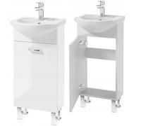 Deftrans Domodomo Armadietto Bagno con Lavabo 38 x 84 x 20 cm Bianco Stand Mobile Lavandino Piccolo Lavabo con Mobile Mobile Ospiti Wc