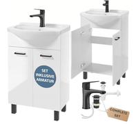 .Deftrans Domodomo - Armadietto da bagno con lavandino, 85 x 55 x 42 cm, in ceramica, colore: Nero opaco