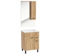 Deftrans Domodomo - Lavandino da Bagno Con Mobiletto - Mobile Lavabo Compatto Nero Opaco - Lavabo in Ceramica Sospeso - Salvaspazio, Ante Reversibili, Facile da Pulire - 104 cm, 85 x 60 x 40 cm