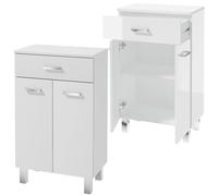 Deftrans Domodomo mobile bagno - 85 x 50 x 30 cm bianco con ripiano mobile da bagno laccato con cassetto, mobiletto bagno multiuso, armadietto bagno