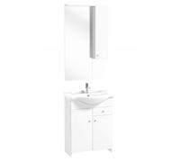 Deftrans Domodomo - Mobile bagno - Bianco Lucido Con Lavabo in Ceramica 65 cm - Mobile Bagno Moderno Con Specchio a LED - Mobile Contenitore Da Terra Per Bagni Piccoli e Medi - 105 cm, 80 x 65 x 48 cm