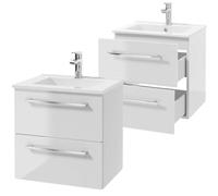 Deftrans Domodomo - Mobile da bagno con lavabo, 50 x 50 x 45,6 cm, bianco, mobiletto sottolavabo, per bagno, set lavabo in ceramica