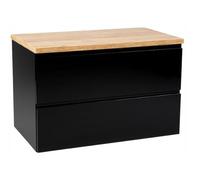 Deftrans Domodomo Mobile da Bagno Con Piano, 80 x 50 x 45,8 cm Nero - Mobile per Lavabo da Parete in Rovere