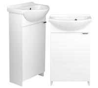 Deftrans Domodomo - mobiletto bagno salvaspazio 86 x 38 x 19,6 cm, in ceramica, colore: bianco, mobile bagno con lavabo, mobile bagno salvaspazio 20 cm, lavandino bagno con mobiletto