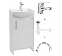 Deftrans Lavabo con mobiletto 46,5 x 24,5 x 84 cm, lavabo con mobiletto, colore bianco, con mobiletto e lavabo 45 cm