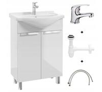 Deftrans Lavabo con Mobiletto 60 x 85 x 43,5 cm, Rubinetto Incluso, Bianco
