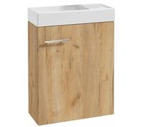 .Deftrans lavabo per WC ospiti con mobiletto, 50 x 70 x 23 cm, lavabo piccolo per ospiti, set lavabo per WC - mobiletto sottolavabo - lavabo con mobiletto sotto Eiche Craft