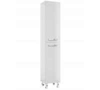 .Deftrans Mobile alto da bagno, 185 x 35 cm, bianco lucido, 4 ripiani, Soft Close & Aspetto moderno, mobili da bagno Bonita, armadietto alto per il vostro bagno