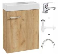 .Deftrans Lavabo per gli ospiti con mobiletto 50 x 70 x 23 cm, lavabo per gli ospiti, piccolo set - Mobile lavabo in rovere Craft con sifone e rubinetto per lavabo