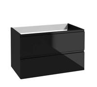 Deftrans Mobile lavabo sospeso con cassetti, nero, 80 x 50 x 46 cm, mobiletto per lavabo, mobile da bagno senza piano lavabo