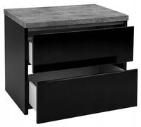 Deftrans Mobile sospeso nero 60x50 cm con piano - Mobile bagno sottolavabo con cassetti, lavabo, serie Modus, elegante e pratico