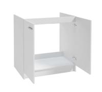 .Deftrans - Mobile sottolavello da 80 cm, bianco, da pavimento, da bagno, cucina, facile da pulire, moderno, senza lavandino, da montare